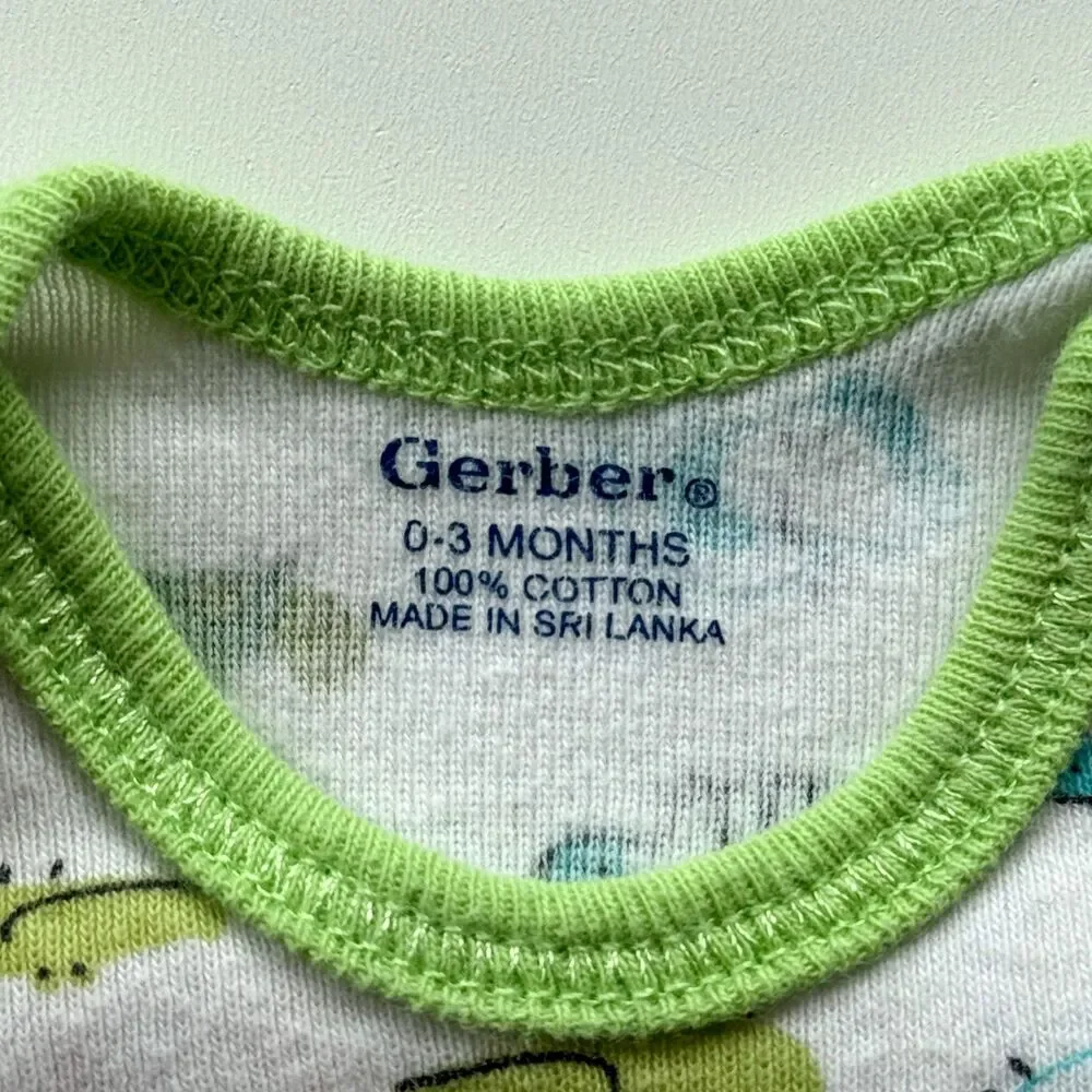 4/$10 - Set of 3 Gerber Cotton Baby Onesies | Vehicles Zoo Animals Polka Dots 0-